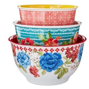 The Pioneer Woman Melamine Bowls +lids 6 piece set